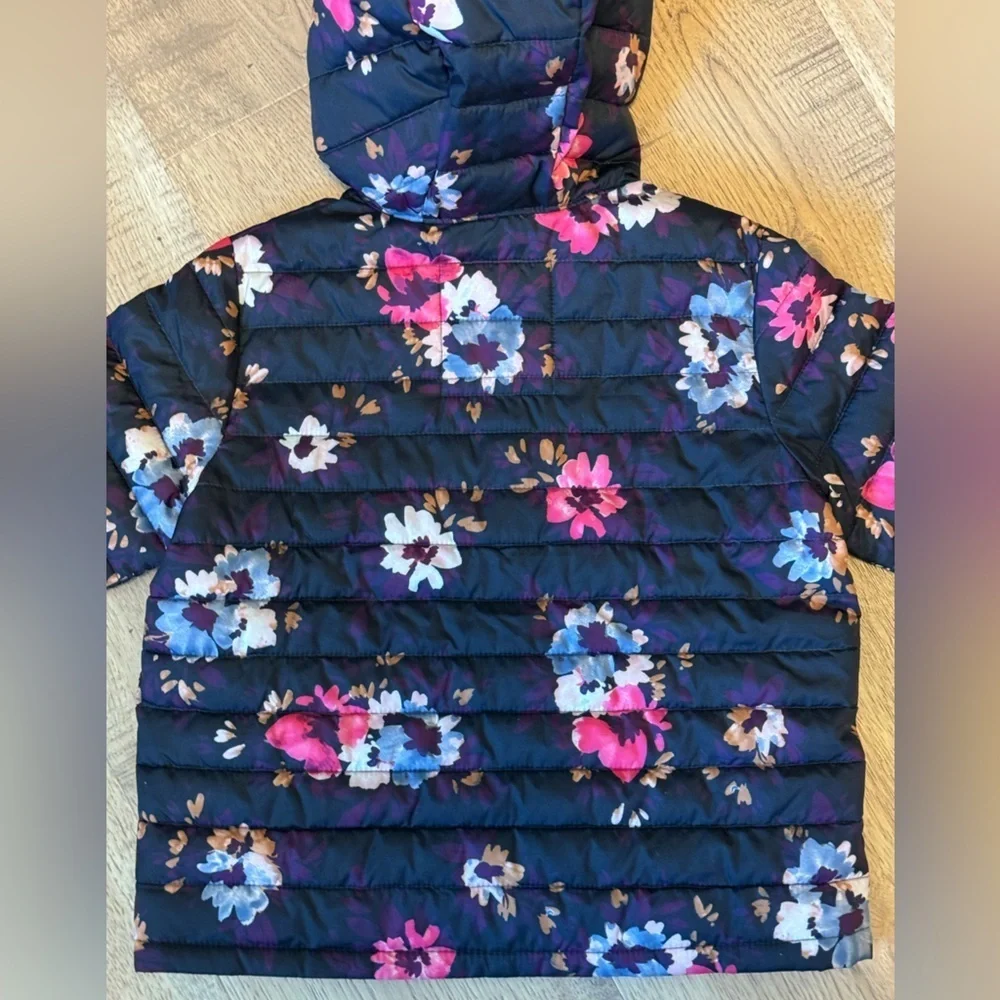 GAP Kids ColdControl Floral Puffer Jacket XS 4-5 Hooded Coat